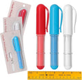Fabric Chalk Markers for Sewing,Quilting,Crafting|Erasable Tailor’s Chalk|Work on Various Fabrics|Dosing Wheel Drawing Intricate Patterns Precise Lines-Per Pack(Red,Blue,White and 1 Ruler)