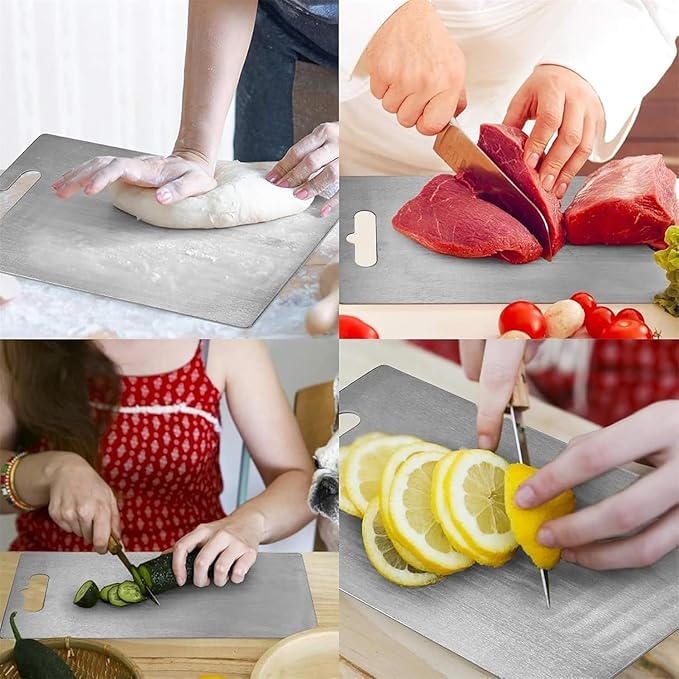 Titanium Cutting Board,100% Pure Titanium Cutting Boards for Kitchen, 2025 New Double Sided Food-Grade Chopping Board for Cutting Meat Vegetable Fruit (12"L x 9"W)
