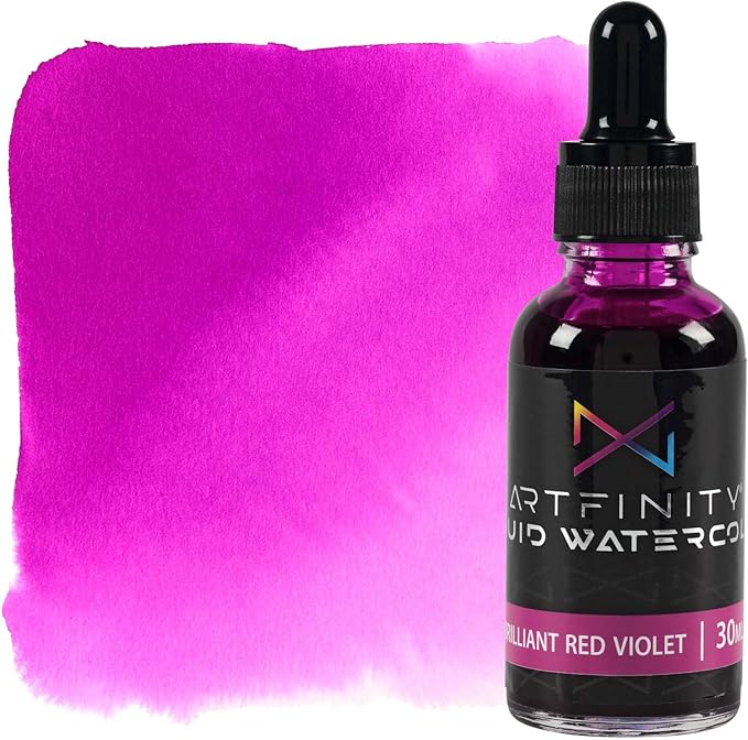 Liquid Watercolor Paint 30 ml Bottle, Brilliant Red Violet - Vibrant Dye-Based Liquid Watercolor w/Glass Pipette, Fast-Drying, Fine Art Paint for Calligraphy, Airbrushing & Traditional Art
