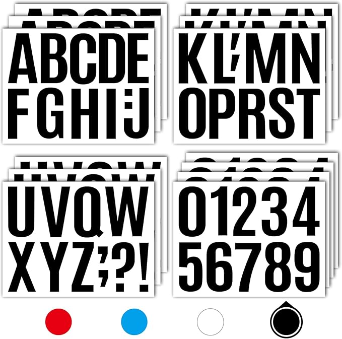 Seloom 13 Sheets Alphabet Stickers,4 Inch Large Vinyl Letter Number Stickers Self Adhesive,Waterproof Numbers Alphabet Letters Labels for DIY Crafts,Mailbox,Notebook,Door,Water Bottles,Car(Black)