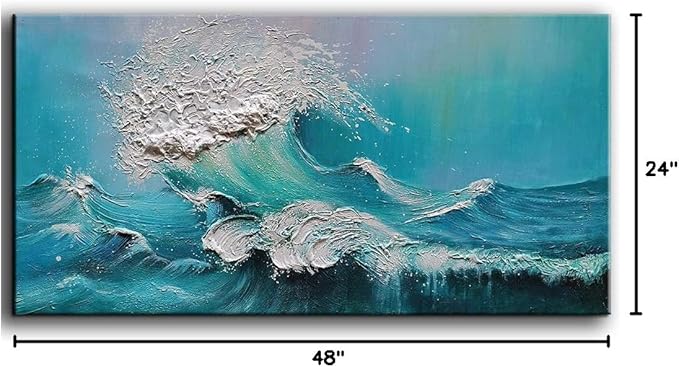 YaSheng Art - 24x48inch landscapes Abstract Art Painting，Oil Painting on Canvas Texture Blue Ocean scenery 3D Oil Painting Hand-Painted Abstract Artwork Canvas Wall Art Paintings Modern Home Decor Art