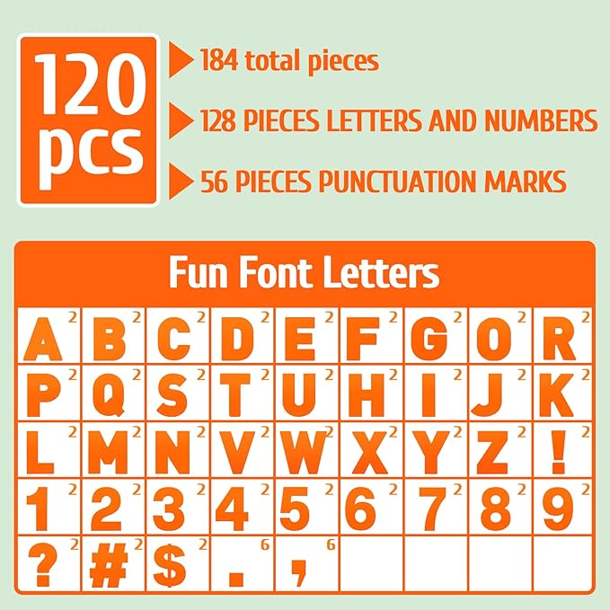 184 Pcs Large Vinyl Letter Sticker 6" Big Alphabet Number and Symbol Sticker Self Adhesive Removable Letter Decal for Christmas Bulletin Board Classroom Decor Poster Window Door Mailbox(Orange)