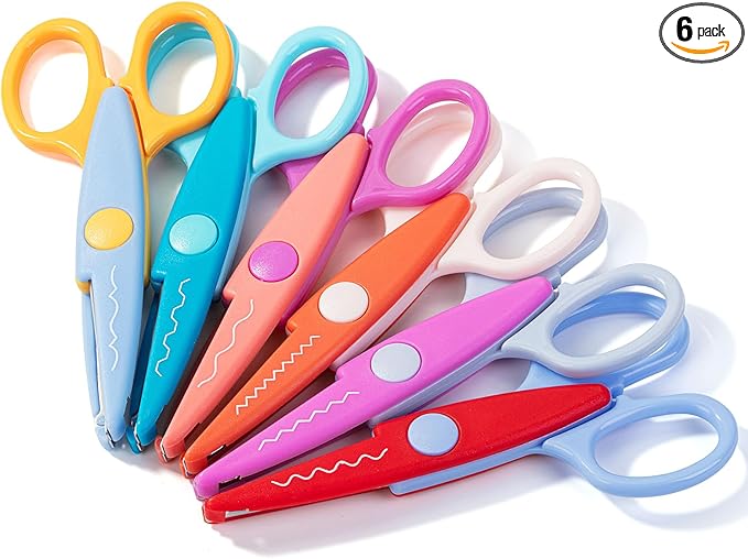 Mr. Pen- Craft Scissors Decorative Edge, 6 Pack, Jewel Colors, Zig Zag Scissors for Crafting