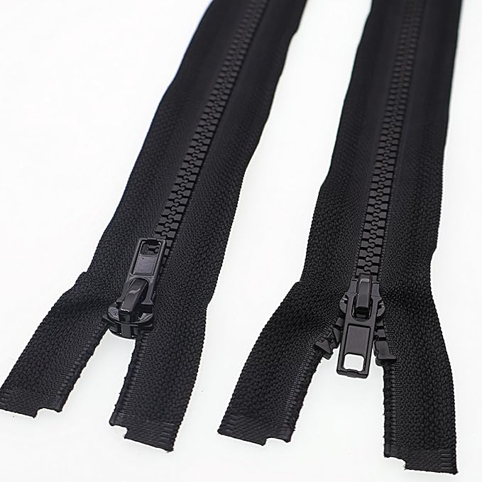 #5 8 Inch Separating Jacket Zippers 2PCS Plastic Bulk Zippers for Coats Sewing Crafts, Black YIGUANXIN