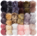 36 Pcs Faux Fur Pom Poms for Hats - Soft Pom Pom Fluffy Balls with Elastic Loop for Crafts, Removable Knitting Accessories for Shoes Gloves Bags Scarves Keychain (18 Color, 4.5 in )