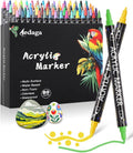 80 Colors Acrylic Paint Pens,Acrylic Paint Markers Dual Tip with Fine Tip and Dot Tip,Dot Marker for Adults, Glass, Stone, Wood, Canvas, Paper, Pottery