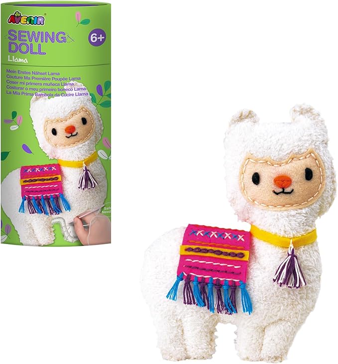 Avenir My First Sewing Kit for Beginner Ages 6+ I Premium Plush Big DIY Animals I Child-Safe Tools for Easy Crafting Fun I Motor Skills & Wiggle Stuff Stitching Creativity I Skill Gift for Boys & Girl