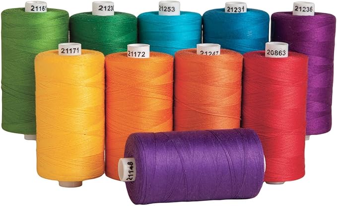 Connecting Threads 100% Cotton Thread Sets - 1200 Yard Spools (Set of 10 - Color Wheel)