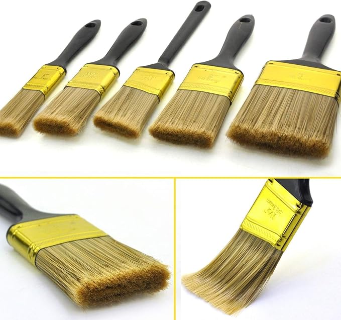 Great Andrew Paint Brushes, 5 Pack Great Value Multi use(3" 2" 1.5" 1" Flat &1.5" Angled) Paint Brush Pack, Paint Brushes Set for Home Furniture Fences Wall Trim