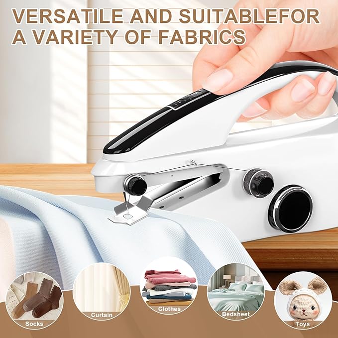 Handheld Sewing Machine, Portable Hand Sewing Machine with Sewing Kit, Dual Speeds, Easy to Use for Adults and Beginners, Ideal for Sewing Clothes, Fabrics and DIY