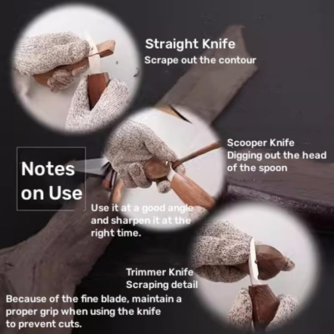 10Pcs Wood Carving Knife Set, Black Walnut Wood Carving Kit with Detail Wood Knife, Whittling Knife, Hook Knife for Beginners, DIY, Carving Knife Sharpener for Spoon, Bowl, Pumpkin, Cup
