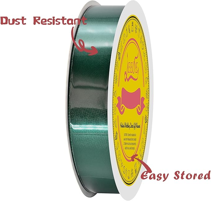 Forest Green Double Face Satin Ribbon 1 inch X 50 Yards Spool Bright Colors Very Suitable for Weddings Gift Package Wrapping Dancer Wand Sewing Party Hair Bow Invitation Decorations and More