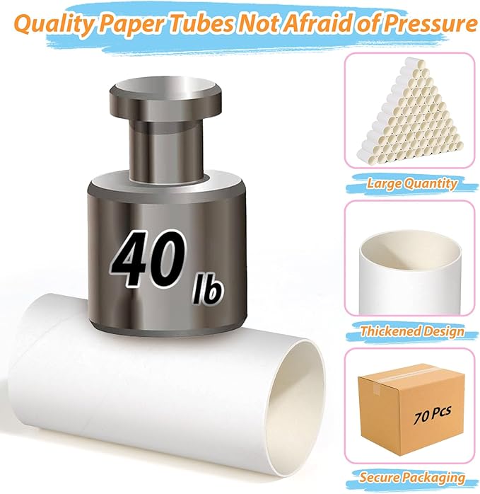 MAPVOLUT 70 Pieces Cardboard Tubes for Crafts, White Kraft Toilet Paper Rolls for Crafts - 1.5 x 3.2 Inches Strong and Pressure-Resistant Tubes for Craft Supplies DIY Art