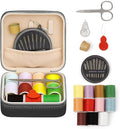 Saipe Portable Sewing Kit Basic Needle and Thread Kit for Beginners and Advanced Sewing Supplies and Accessories Stylish Case with Thread in 11 Colors, Scissors, Needles and Threader (Black)