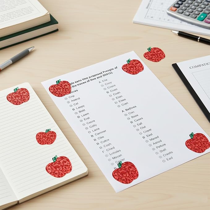 500Pcs Sparkly Laser Apple Decals for Teacher Rewards 1 roll Back to School Apple Stickers Roll for First Day of School Party Supplies Envelope Scrapbook Decor (Red)
