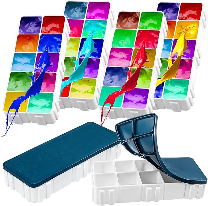 60 Compartments Plastic Paint Palette with Lid, Airtight Leakproof Watercolor Palette for Gouache, Acrylic and Oil