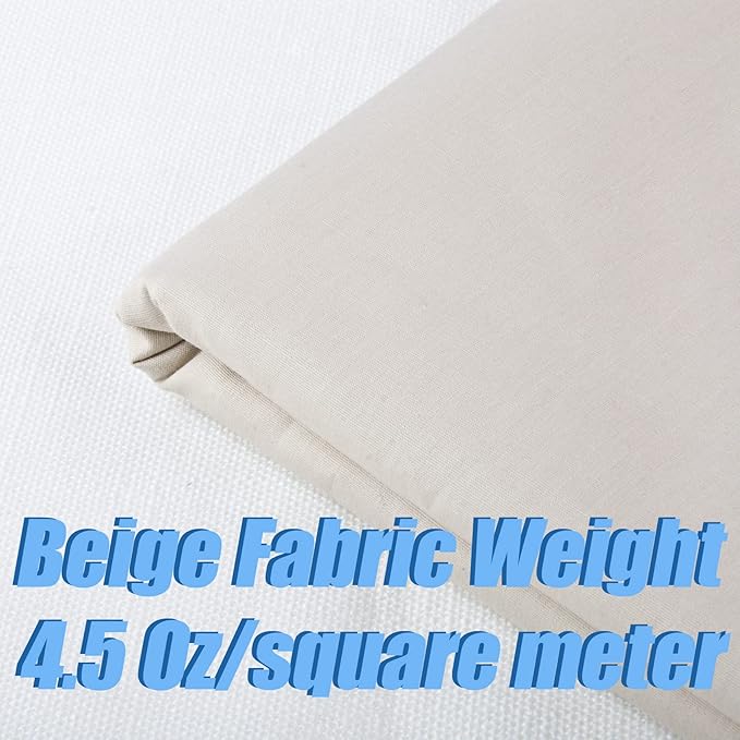 5 Yard Beige Cotton Fabric,Natural Cotton Poplin Fabric by The Yard, 59 Inches Wide 100% Cotton Fabric,Soft Embroidery Muslin Quilting Material for Sewing Material Apparel Cloth