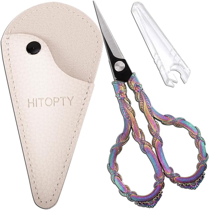 Small Sewing Scissors Sharp Tip Little Scissor with Cover for Embroidery Needlework Threading Knitting Craft DIY Tool Rainbow