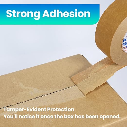 ADHES Premium Kraft Paper Tape, 7.5mil, 2 Inch x 55 Yards x 6 Rolls, Biodegradable Paper Packing Tape Writable & Uncoated Heavy Duty Brown Packing Tape for Shipping, Moving, Sealing