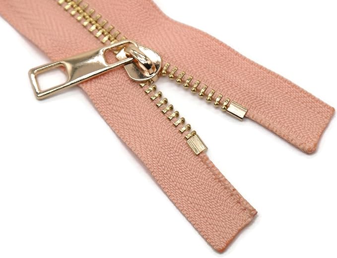 #5 Gold Metal Zipper - 50+ Colors - 3 PCS - (4-14 inches) Sizes - Luxury Lightweight Handcraft Metal Zippers with pulls for Purses Bags Pockets Shoes Sewing & Crafts DIY ZP02198