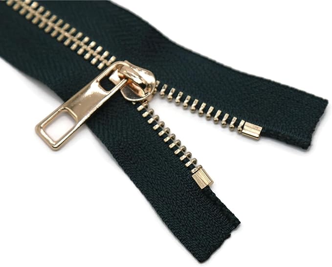 #5 Gold Metal Zipper - 50+ Colors - 3 PCS - (4-14 inches) Sizes - Luxury Lightweight Handcraft Metal Zippers with pulls for Purses Bags Pockets Shoes Sewing & Crafts DIY ZP025310