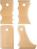 HARFINGTON 4pcs Pottery Ribs Trimming Tools Beech Pottery Profile Bundle Big Wave Shaper Texture Rib Beech Wood for Carving Ceramics Clay