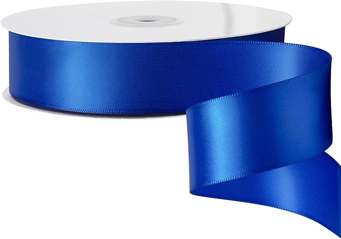 LIUYAXI Blue Stain Ribbon, 1-1/2" X Continuous 50 Yards, Double Faced Fabric Ribbon Perfect for Gift Wrapping Wedding Birthday Party Chair Sash Christmas Hair Floral Craft Sewing