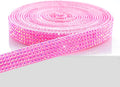 Novani Self Adhesive Rhinestone Ribbon, 0.39 Inch Wide 3 Yards 1 Roll, Hot Pink AB Crystal Diamond Bling Strips for DIY Crafts, Glitter Resin Rhinestones for Crafting, Car Decoration