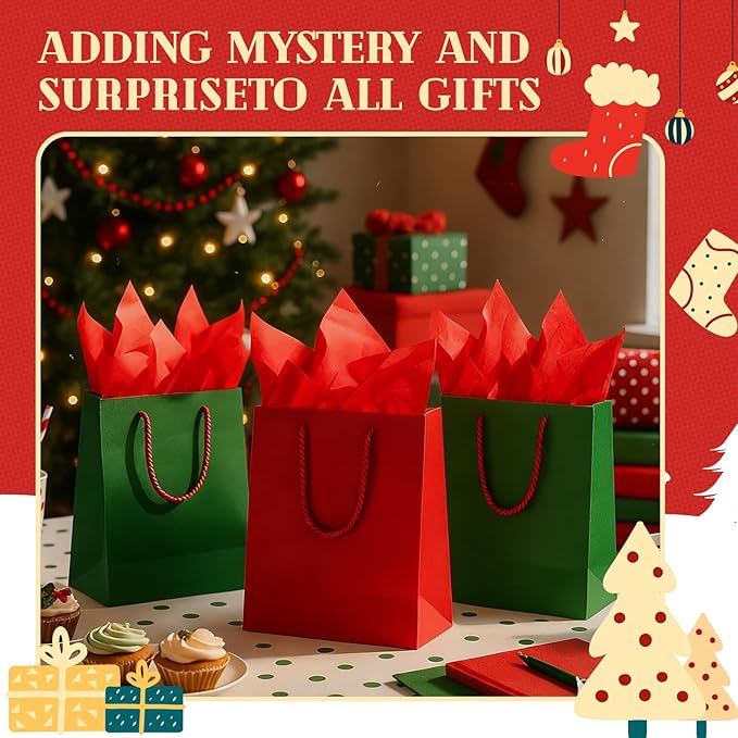 Qilery 500 Sheets Red Tissue Paper Bulk for Gift Bags 20 x 30 Inch Acid Free Wrapping Paper Sheets for Valentine's Day Chinese New Year Decoration DIY Craft, Packing Supplies for Moving, Wedding Party