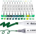 12Pcs Alcohol Markers Pure Color Series,Chisel & Fine Dual Tip Art Solid Color Markers Set for Adults Beginner Drawing Sketching Illustration (Green)