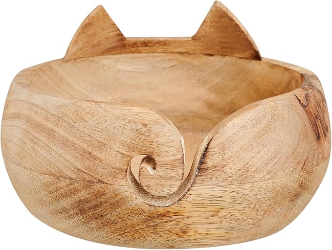 Christmas Gifts for Women Wooden Yarn Bowl Knitting Bowl Large Crochet Cat Yarn Holder Handmade Crocheting Accessories and Supplies Organizer 7 x 3 (Owl)