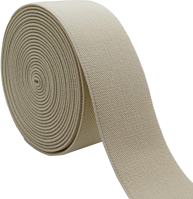 Dortrue 2 Inch 5 Yards Off White Sewing Elastic Band Heavy Stretch High Elasticity Elastic Spool for Sewing Pants Waistband, Straps, Craft DIY Projects