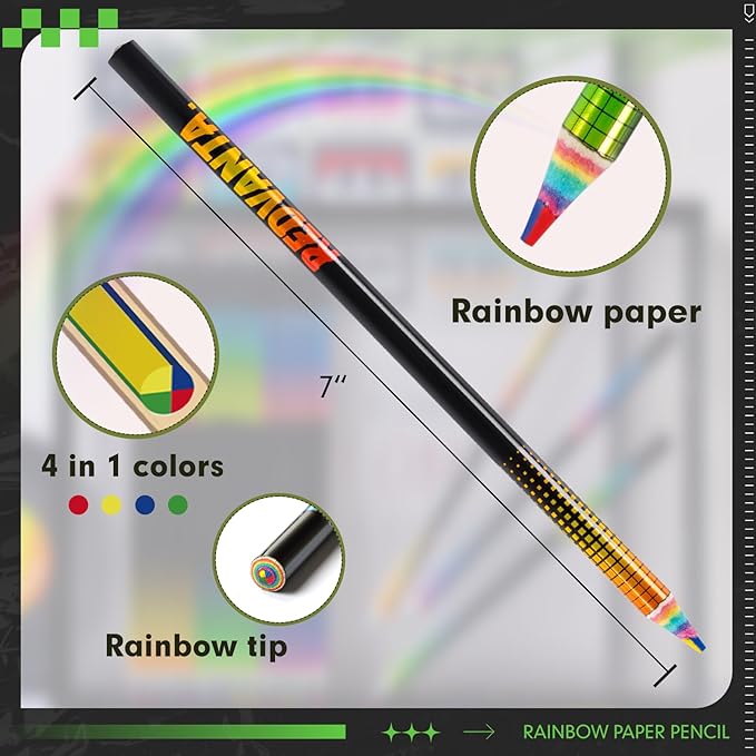 Valentines Day Gifts for Kids, Rainbow Colored Pencils for Kids, Art Supplies for Coloring, Drawing, Shading, 12 Count