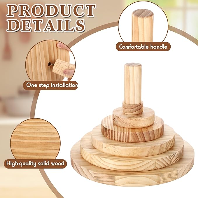 6 Pack Pottery Molds 2'' 4'' 6'' 8'' 10'' 12'' Thickness 1'' Plaster Molds Wood Pottery Tools with Handle for Ceramic Top Forms DIY Bowls Plate Dish Slump Press Art Making (Round)