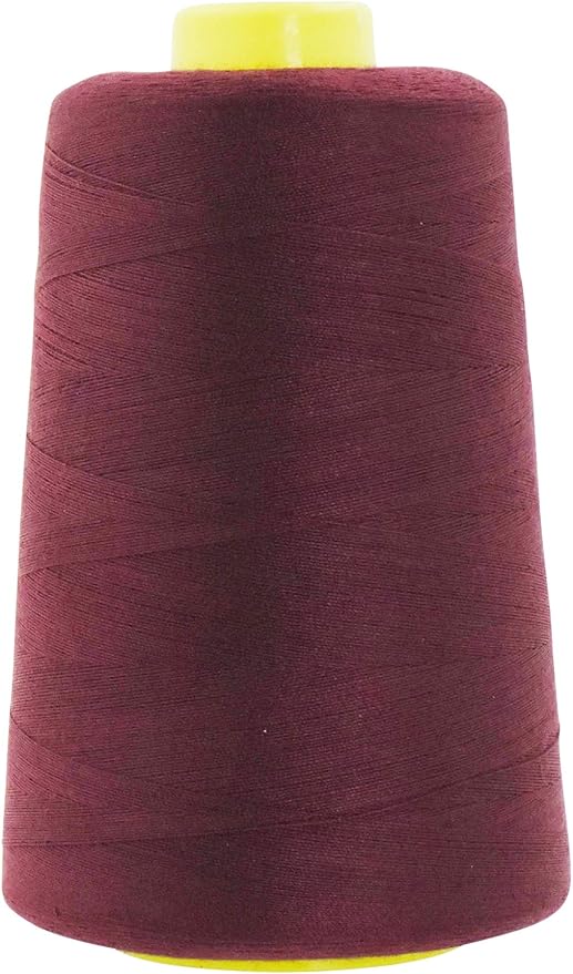 Mandala Crafts 4 Pack of Serger Threads Cones Spools - 40S/2 24000 Yards Polyester Burgundy Threads for Sergers Machine and Overlock Quilting Sewing Machine