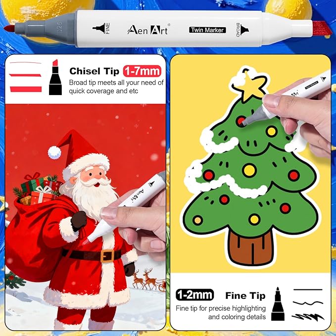 AenArt Alcohol Markers, 80 Color Dual Tip Art Drawing Markers, Artist Pens with Organizing Case for Adult Drawing Coloring Sketching（White Barrel）