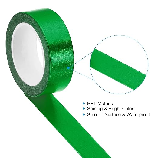 PATIKIL 15mm x 10m Metallic Washi Tape, 2 Roll Masking Foil Sticker Self Adhesive for DIY Art Craft Wrapping Decoration, Green