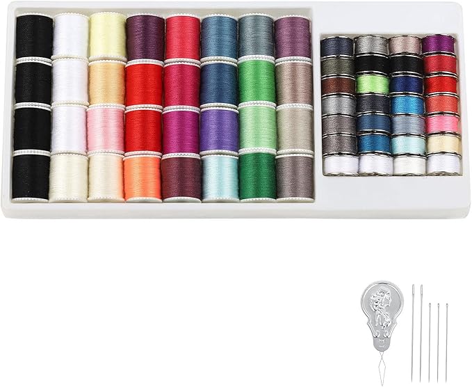 NEX 60 Pcs Bobbins Sewing Thread Kit, Polyester Mini Bobbins and Thread Spools for Hand & Machine Sewing