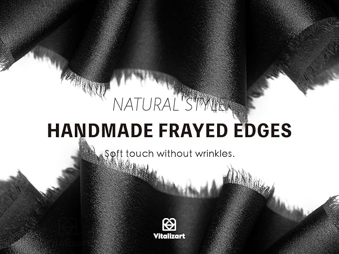 Vitalizart Black Silk Satin Ribbon 1-1/2 Inch x 15 Yard Wooden Spool Handmade Frayed Ribbons for Gift Wrapping Baby Shower Wedding Bridal Bouquets Holiday Decor