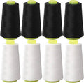 Black & White Sewing Thread, 8PCS 40S/2 3000 Yard Spool Serger Thread, All Purpose Polyester Thread Serger Thread Cones