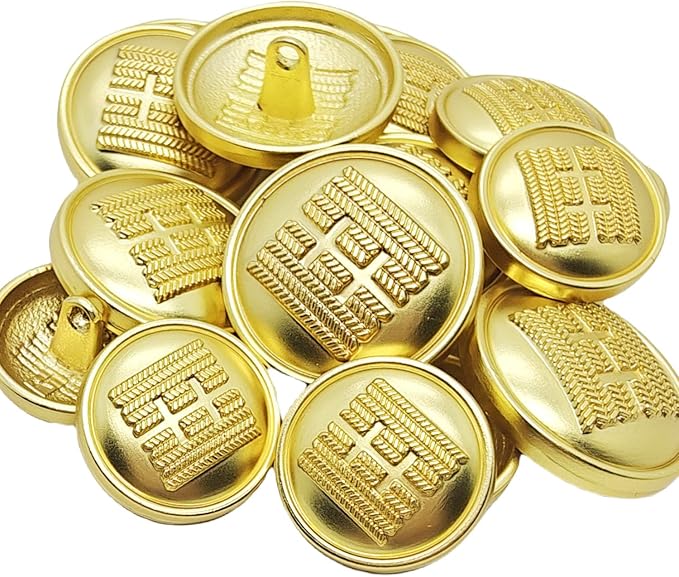 14 Pieces Gold Metal Blazer Button Set 18mm 23mm for Blazers, Suits, Sport Coats, Sewing, Uniform, Jackets (MBM44)