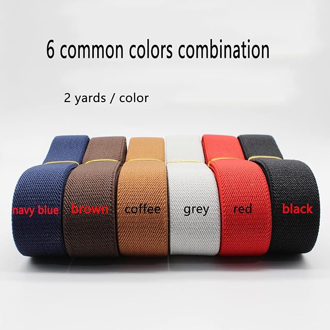 Dortrue 1 Inch 12 Yard Colored Sewing Elastic BandHeavy Stretch High Elasticity Elastic Spool for Sewing Pants Waistband, Straps, Craft DIY Projects