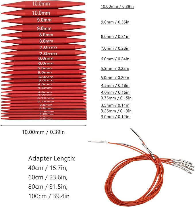 Fayelume Interchangeable Knitting Needles, Circular Knitting Needles Set, with Storage Case and Extension Cable Knit, for Beginners, 3 MM to 10 MM