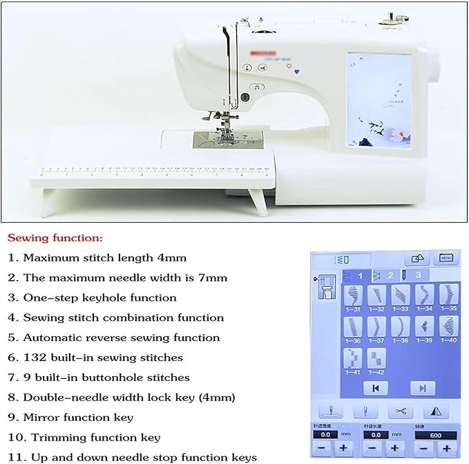NOLLAM Multi-Function Embroidery Sewing Machine, Electric Digital Embroidery Machine,Home Mini Sewing Machine,with 7-Inch LCD Touch Screen,for Home Decoration,Clothing, Crafts