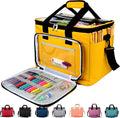 Hoshin Knitting Bag for Yarn Storage, High Capacity Yarn Totes Organizer with Inner Divider Portable for Carrying Project, Knitting Needles(up to 14”), Crochet Hooks, Skeins of Yarn (Yellow)