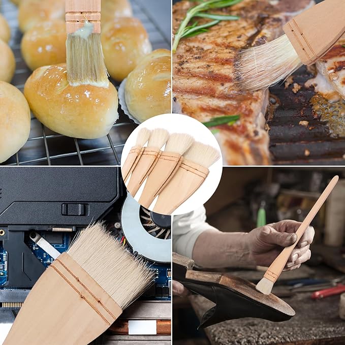 12 Pack Hake Brush, 1in / 1.5 in / 2in / 2.5in Flat Hake Brushes Set, Crafted with Premium Goat Hair Bristles, Ideal for Watercolor, Wash, Ceramic and Pottery Painting