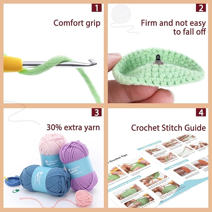 CrochetBox Crochet Kit for Beginners Adults - Polka Dot Highland Cow Starters Crochet Kit, Crocheting Kitting for Adults Teen, Craft Gifts with Crochets Yarns, Hook, Step-by-Step Video, Instruction