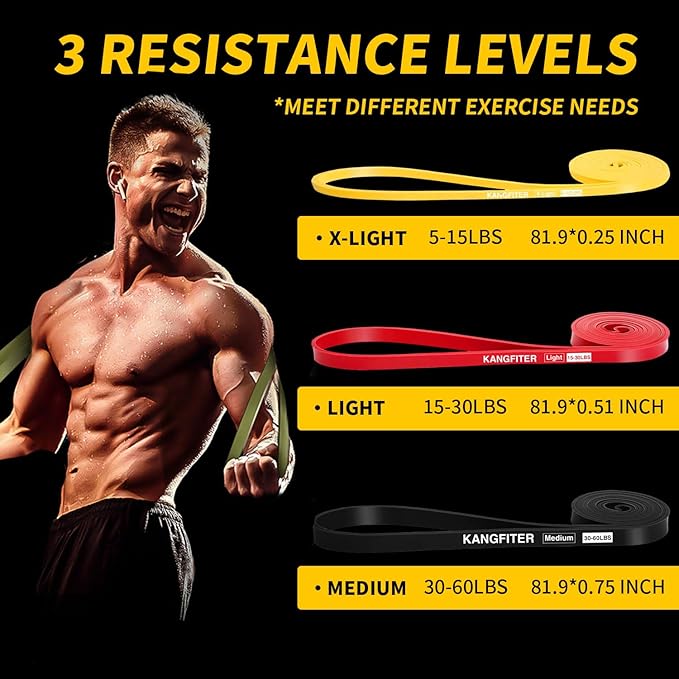 Resistance Bands for Working Out, Pull Up Bands for Men Women, Thick Heavy Resistance Band Set with Door Anchor, Elastic Exercise Bands for Body Stretching, Physical Therapy, Home Workouts
