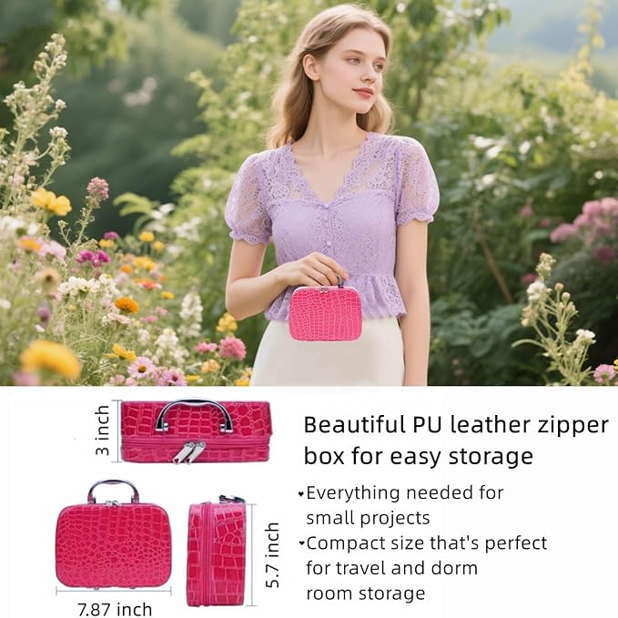 MaryLavender Sewing Kit Portable Sewing Supplies Accessories Box with Thread, Needles, Scissors