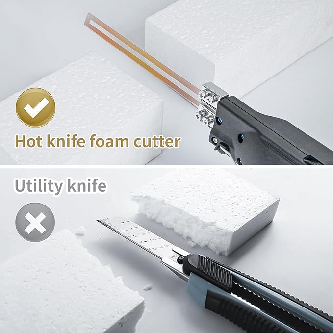 Hot Knife Foam Cutter, Innovative Pro Styrofoam Cutting Tool Kit with Foldable Safety Stand, Electric 200W Hot Knife with 4 Blades for PP, EPS, XPS, EVA, EPE, PU, KT Board, Sponge (KD-5)